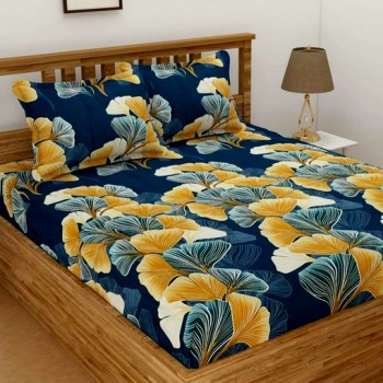 Sale Active Premium Glace Cotton Floral Double Bed Bedsheet with Pillow Covers